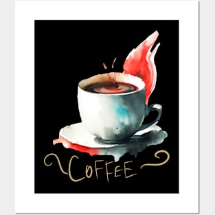 Coffee Watercolor Cup Posters and Art